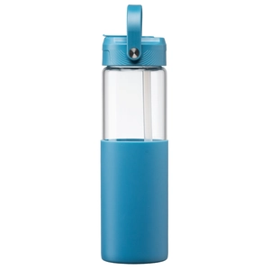 Gourde en verre avec manchon silicone et paille – 590 ml personnalisable