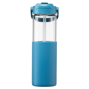 Gourde en verre avec manchon silicone et paille – 590 ml personnalisable