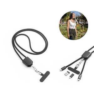 Lanière avec support pour smartphone inclus, câble USB-C et divers adaptateurs en ABS recyclé et TPE recyclé