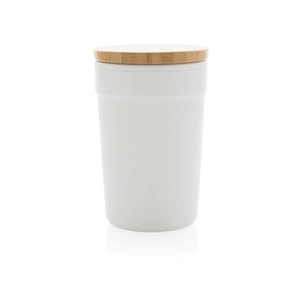 Mug 300 ml en PP recyclé certifié GRS - couvercle en bambou personnalisable