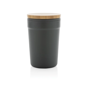 Mug 300 ml en PP recyclé certifié GRS - couvercle en bambou personnalisable
