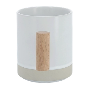 Mug céramique 330 ml avec bande de grès et poignée en bois personnalisable