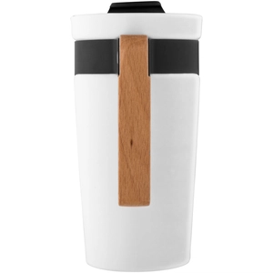 Mug céramique 475 ml avec poignée en bois naturel personnalisable