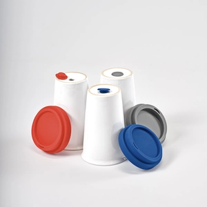 Mug en céramique 300 ml avec couvercle silicone - Tasse de voyage personnalisable