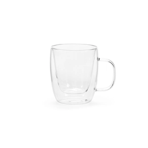 Mug en verre borosilicate 250 ml double paroi avec anse personnalisable