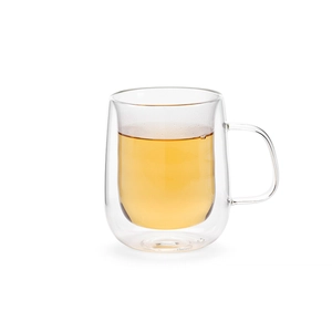 Mug en verre borosilicate 440 ml double paroi avec anse personnalisable