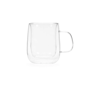 Mug en verre borosilicate 440 ml double paroi avec anse personnalisable