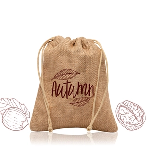 Petit sac de jute, avec fermeture en cordon personnalisable