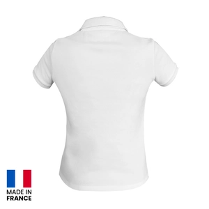 Polo femme blanc made in France 220gr/m2 3 boutons- teinté et tricoté en France personnalisable