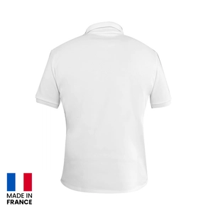 Polo homme blanc made in France 220gr/m2 2 boutons - teinté et tricoté en France personnalisable