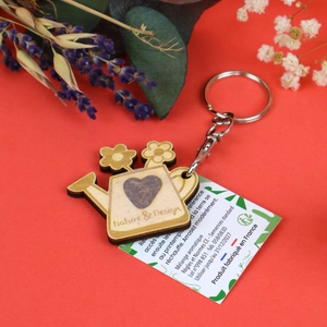 Porte-clé graines et bois personnalisable