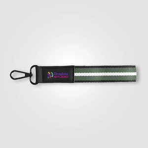 Porte-clés en rPET tissé motif chevron avec mousqueton à pression personnalisable