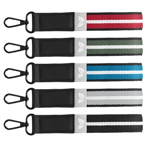 Porte-clés en rPET tissé motif chevron avec mousqueton à pression personnalisable