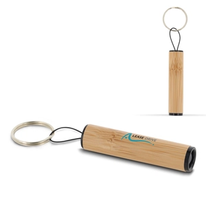 Porte clés lampe de poche en bambou personnalisable