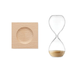 Sablier de 5 minutes en verre borosilicate avec base en bois de hêtre personnalisable