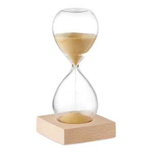 Sablier de 5 minutes en verre borosilicate avec base en bois de hêtre personnalisable