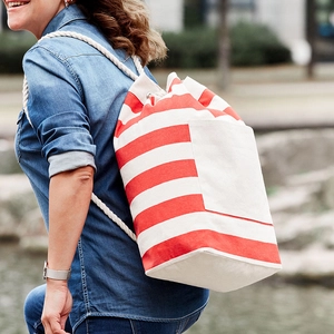 Sac à dos BEACH en coton style marinière personnalisable