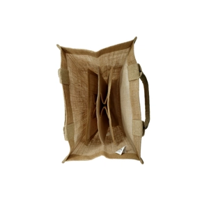 Sac en toile de jute naturel pour emplacement 6 bouteilles  personnalisable