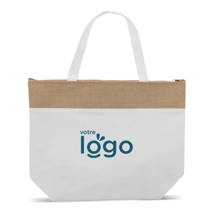 Sac isotherme de plage en coton et jute - idéal pour le shopping personnalisable