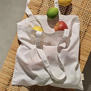 Sac shopping en coton recyclé et RPET avec soufflet - Totebag 180g/m2 aux couleurs vives personnalisable