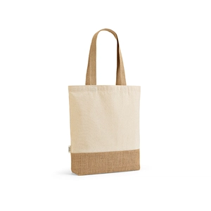 Sac shopping en coton reyclé et RPET avec fond en jute - Totebag 180g/m2 personnalisable