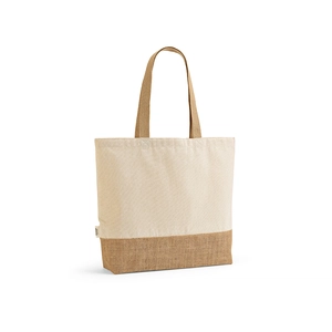 Sac shopping en coton reyclé et RPET avec fond en jute - Totebag 220g/m2 personnalisable