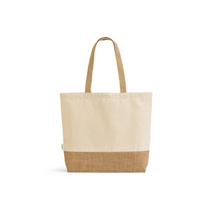 Sac shopping en coton reyclé et RPET avec fond en jute - Totebag 220g/m2 personnalisable