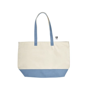 Sac shopping zippé bicolore 100% canvas coton 630grs personnalisable