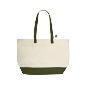 Sac shopping zippé bicolore 100% canvas coton 630grs personnalisable