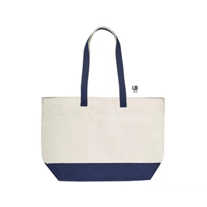 Sac shopping zippé bicolore 100% canvas coton 630grs personnalisable