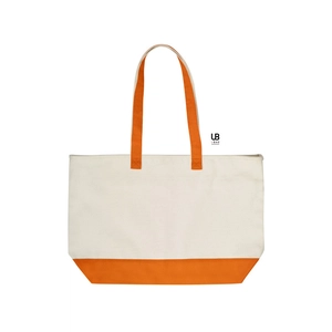 Sac shopping zippé bicolore 100% canvas coton 630grs personnalisable