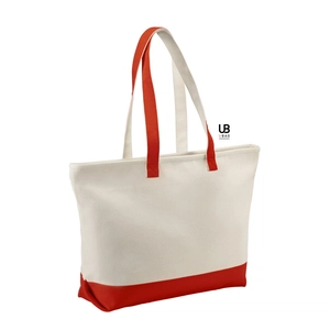 Sac shopping zippé bicolore 100% canvas coton 630grs personnalisable