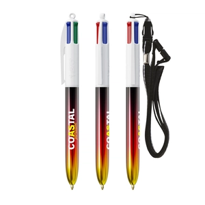 Stylo 4 couleurs BIC® Flags Collection - avec lanyard personnalisable