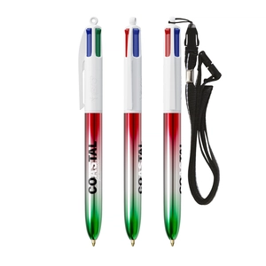 Stylo 4 couleurs BIC® Flags Collection - avec lanyard personnalisable