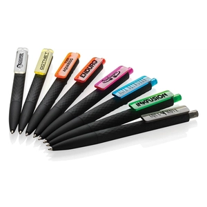 Stylo à bille rétractable X3 - finition gomme noire personnalisable