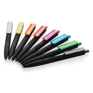 Stylo à bille rétractable X3 - finition gomme noire personnalisable