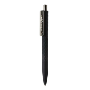 Stylo à bille rétractable X3 - finition gomme noire personnalisable