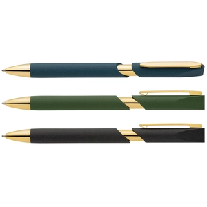 Stylo avec finitions dorées en plastique recyclé personnalisable