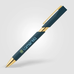 Stylo avec finitions dorées en plastique recyclé personnalisable