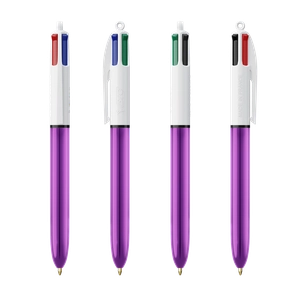 Stylo bille BIC 4 couleurs couleur métallisée brillante personnalisable