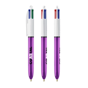 Stylo bille BIC 4 couleurs couleur métallisée brillante personnalisable