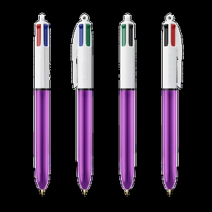 Stylo bille BIC 4 couleurs couleur métallisée brillante personnalisable