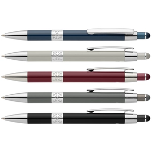Stylo en aluminium recyclé avec finition chromée et stylet personnalisable