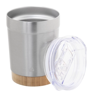 Mug thermos isotherme 300 ml en inox et bambou personnalisable