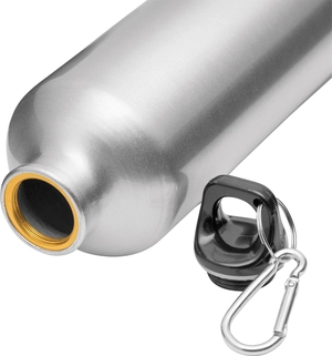 Gourde en aluminium avec mousqueton 400 ml - poignée plastique personnalisable