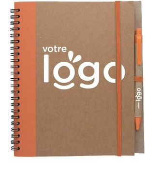 Carnet de notes à spirales en papier recyclé avec son stylo personnalisable