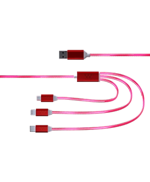 Multicâble LED avec triple connecteur - multicâble original et fun personnalisable
