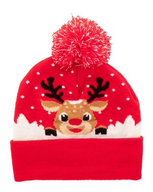 Bonnet de Noël tricoté avec pompon personnalisable