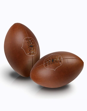 Ballon de rugby old school en PU marron avec lacet personnalisable