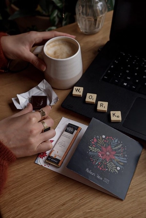 Carte de vœux avec carré de chocolat 4g personnalisable